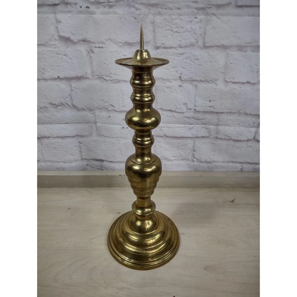 Vintage Solid Brass Taper Candlestick Oval Base 14